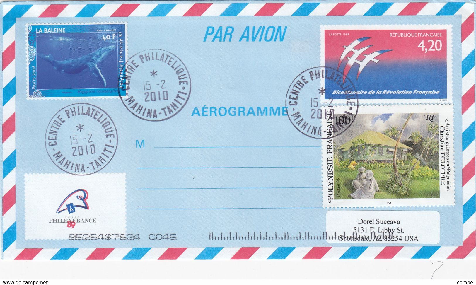 AEROGRAMME MAHINA-TAHITI - Storia Postale