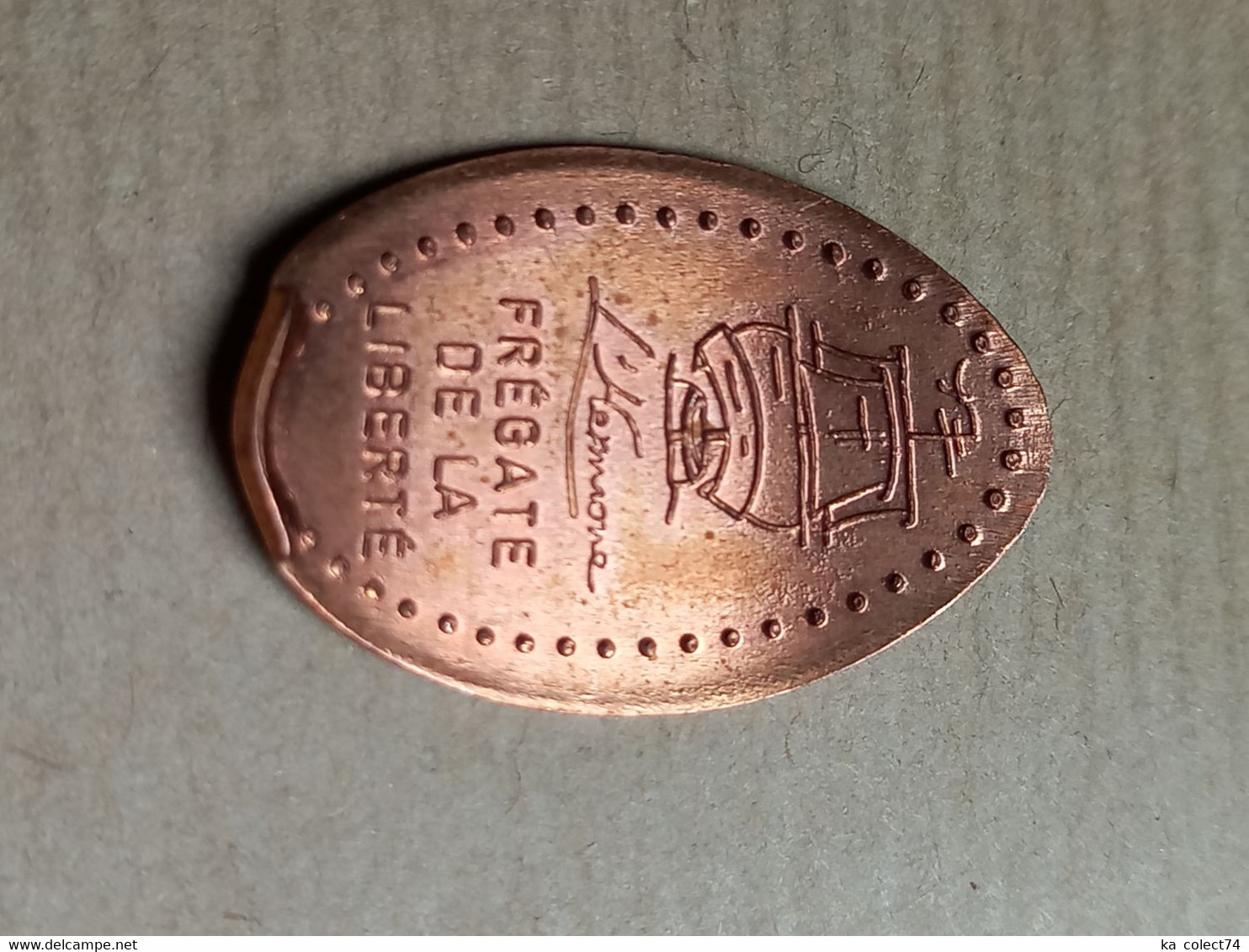 J - Pièce Écrasé 5 Centimes L'Hermione Frégate De La Liberté - Souvenir-Medaille (elongated Coins)