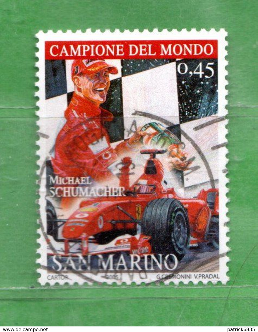S.Marino ° 2005 - OMAGGIO Alla FERRARI. MichaeI Schumacher. € 0,45.  Unif. 2028. - Usati