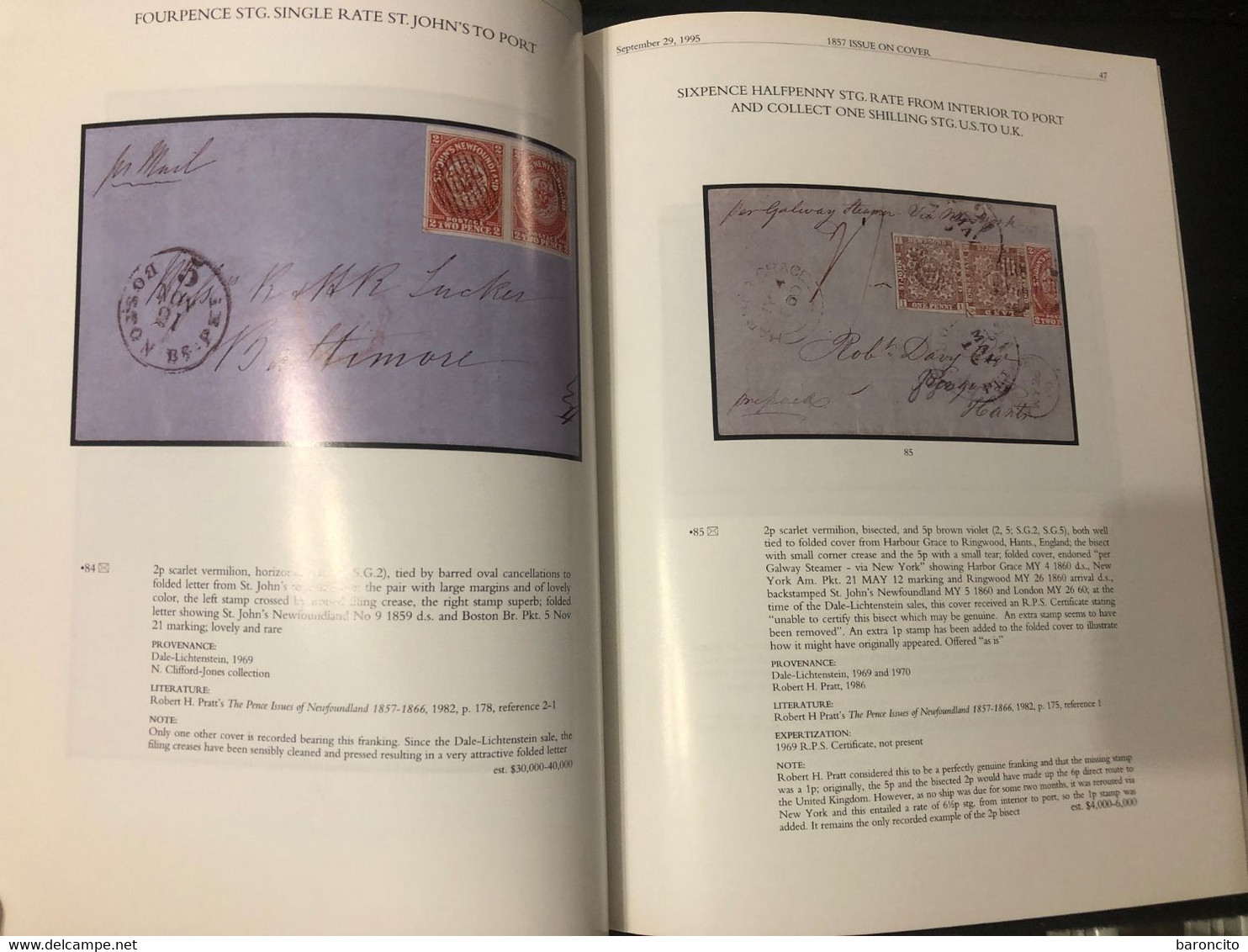 CATALOGO D'ASTA CHRISTIE'S - POSTAGE STAMPS AND POSTAL HISTORY OF NEWFOUNDLAND. SEPT. 1995 - Catalogues For Auction Houses