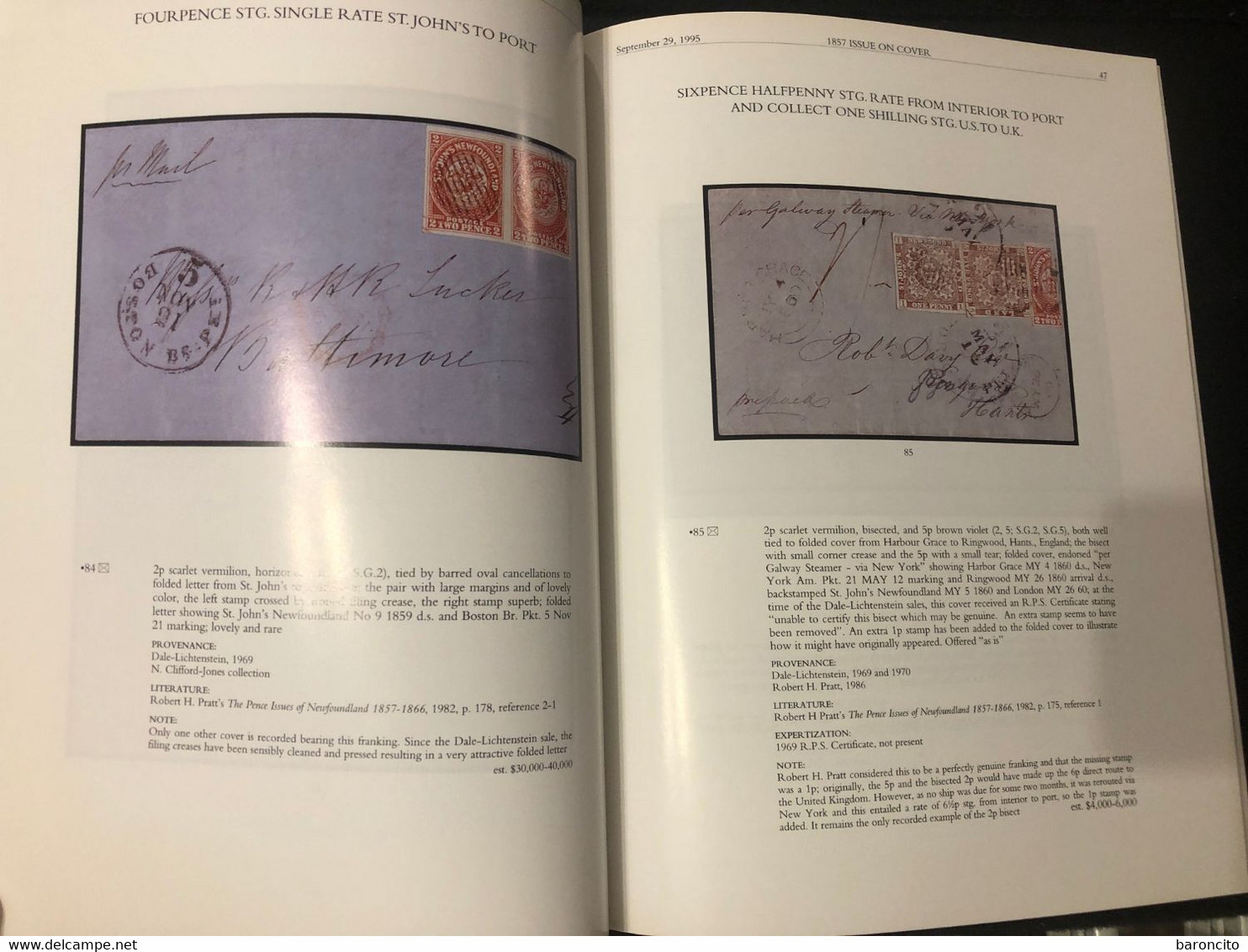 CATALOGO D'ASTA CHRISTIE'S - POSTAGE STAMPS AND POSTAL HISTORY OF NEWFOUNDLAND. SEPT. 1995 - Auktionskataloge