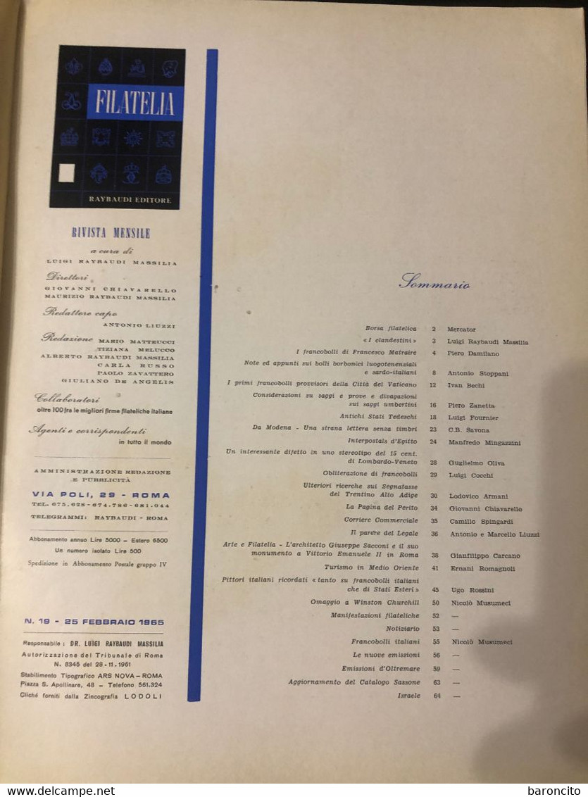 RIVISTA "FILATELIA", NR.19, RAYBAUDI EDITORE - Italian (from 1941)