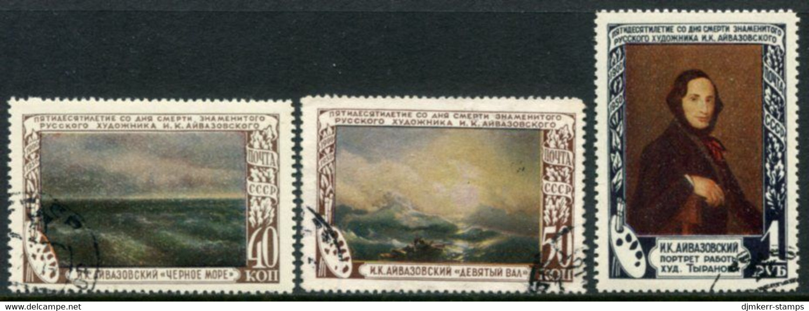 SOVIET UNION 1950 Aivasovsky Death Anniversary, Used.  Michel 1522-24 - Oblitérés