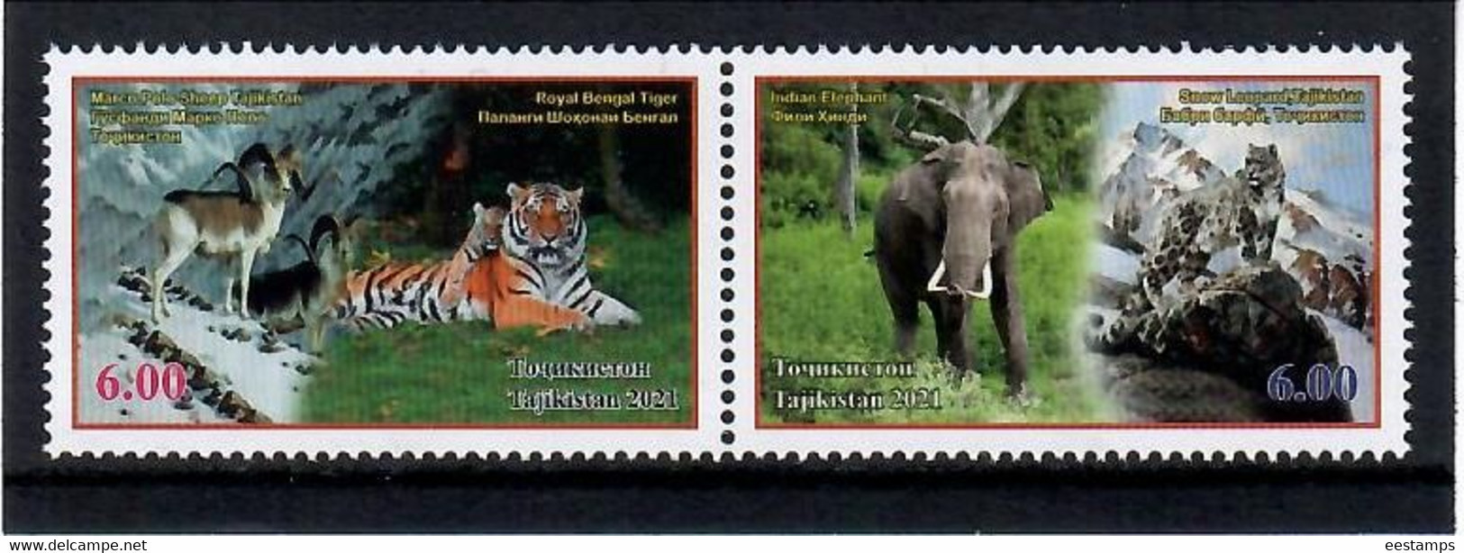 Tajikistan 2021. Environment Protection: Tiger, Elephant. Pair 2v. - Tadzjikistan