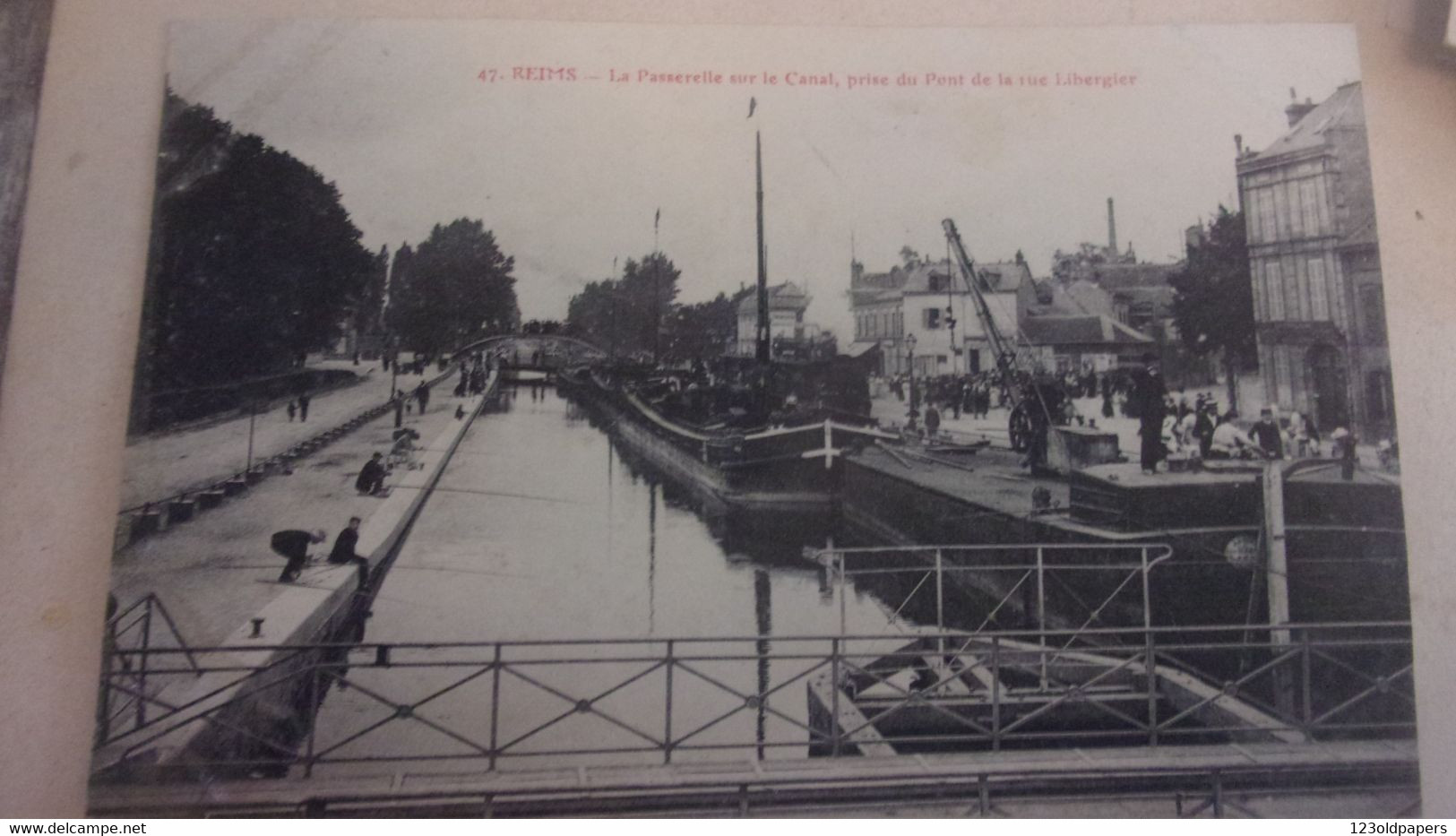♥️   51 REIMS  PASSERELLE SUR LE CANAL RUE LIBERGIER - Reims