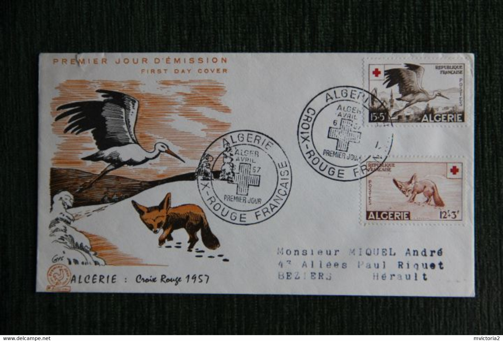 FDC - 1er Jour D'Emission  ALGERIE : 1957 -  " CROIX ROUGE 1957  " - FDC