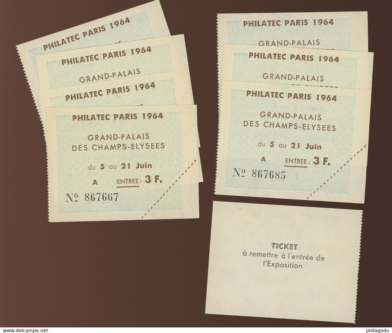 8 Tickets Qui Donnaient La Possibilité D'acheter Un Feuillet à L'expo PHILATEC, époque De Folies ! - Andere & Zonder Classificatie