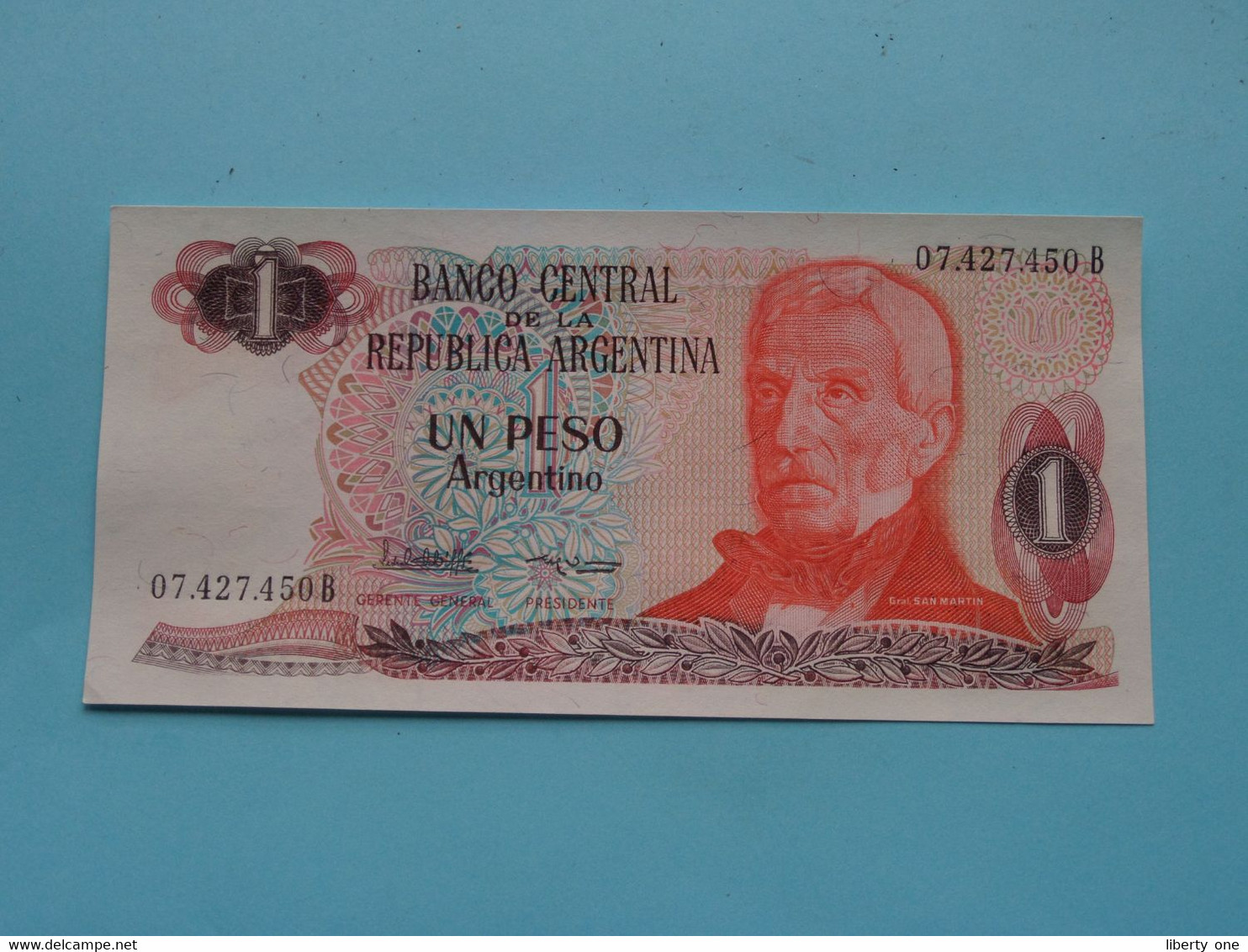 UN PESO Argentino (07.427.450 B) Banco Central De La Republica ARGENTINA ( For Grade, Please See Photo ) UNC ! - Argentinien