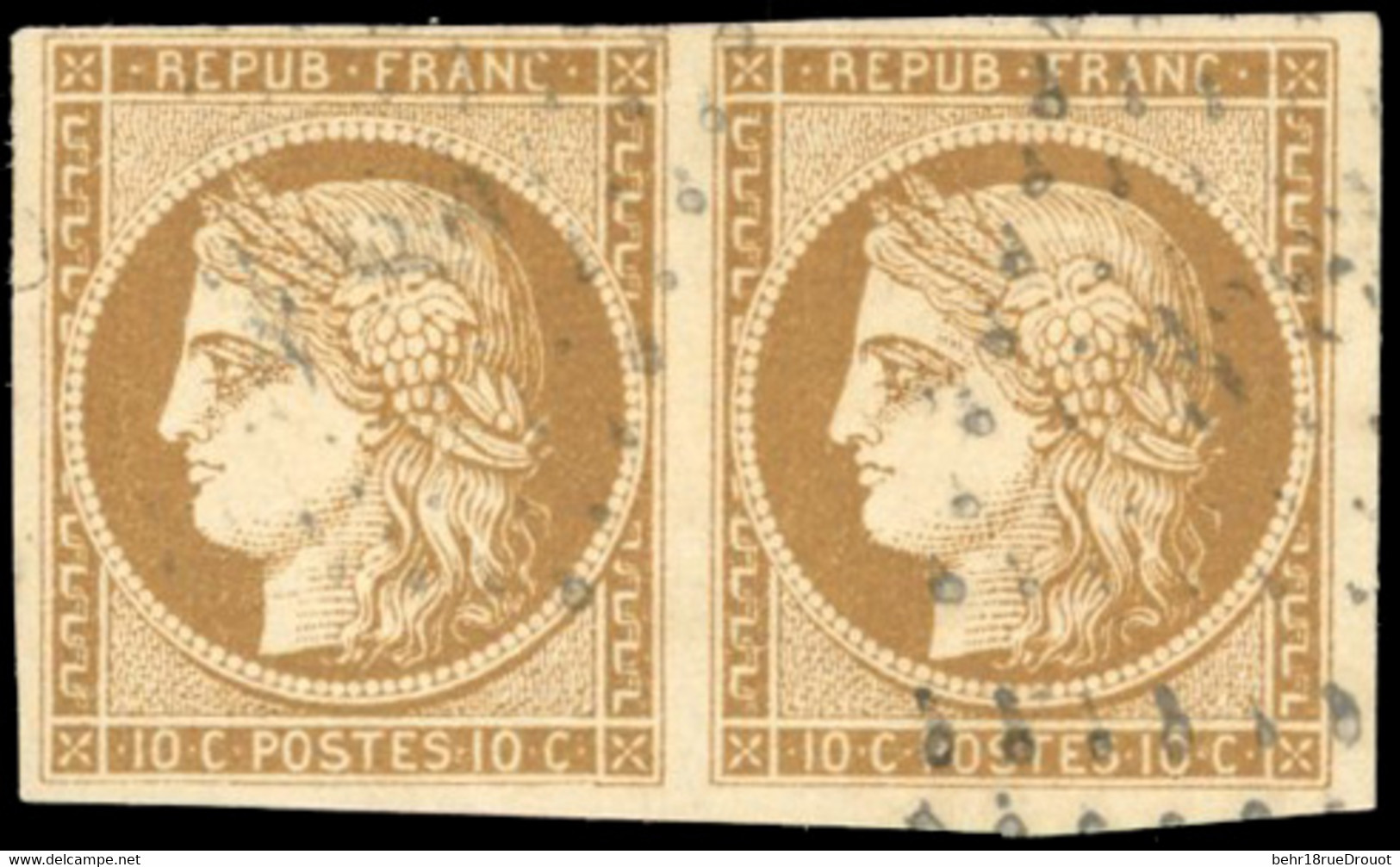 O 1a -- Paire Du 10c. Bistre-brun. Obl. Très Légère. TB. - 1849-1850 Cérès