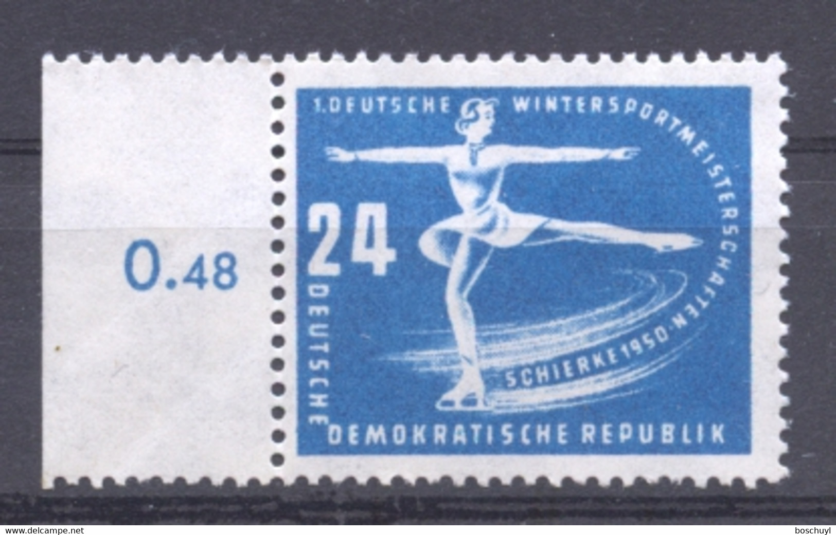 Germany, DDR, 1950, Winter Sports, Figure Skating, MNH, Michel 247 - Neufs