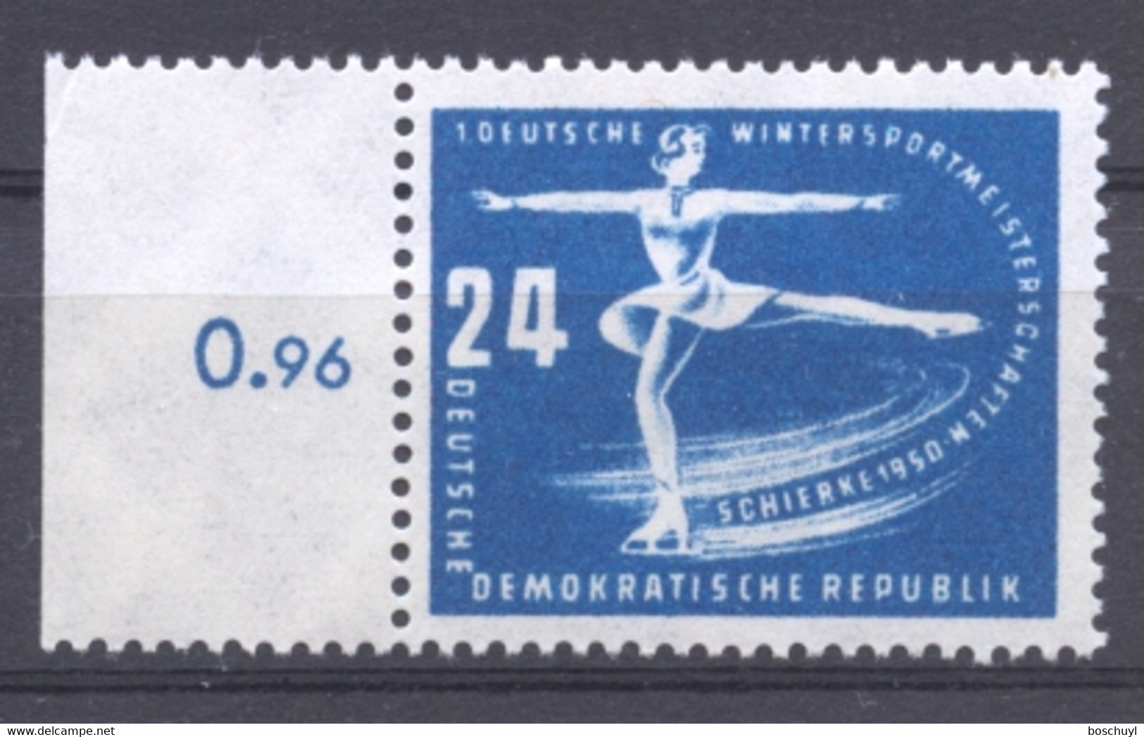 Germany, DDR, 1950, Winter Sports, Figure Skating, MNH, Michel 247 - Neufs