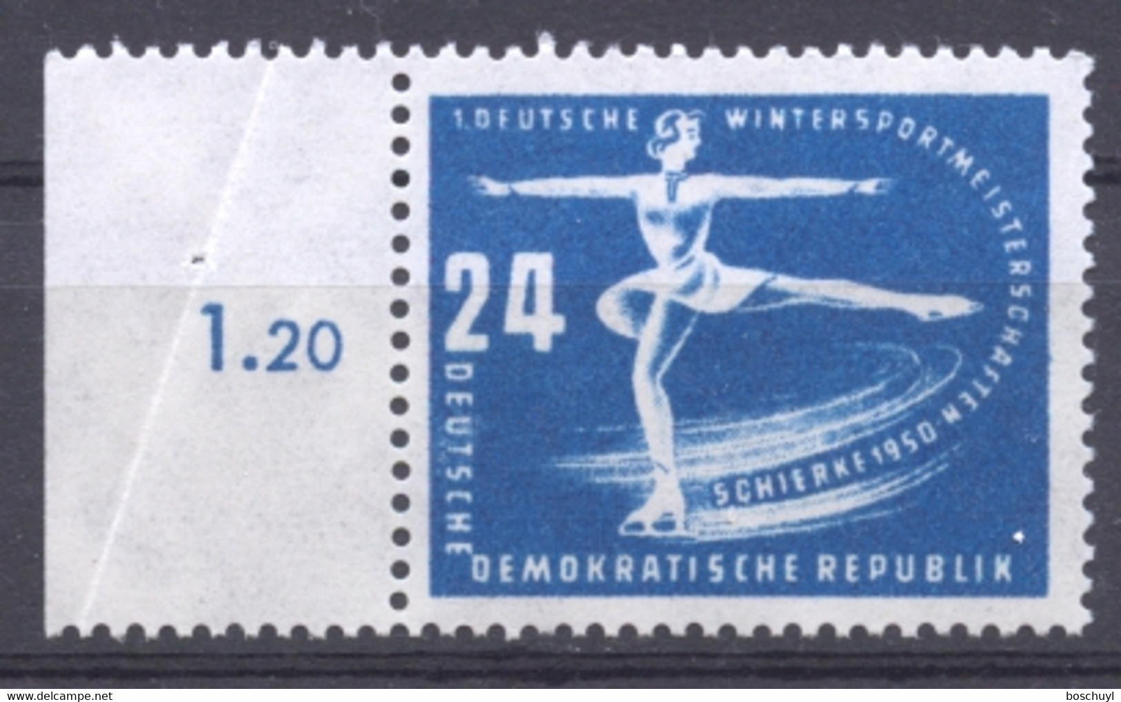 Germany, DDR, 1950, Winter Sports, Figure Skating, MNH, Michel 247 - Neufs