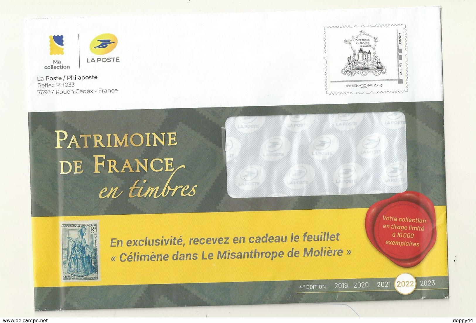 PAP LA POSTE CLUB PHILAPOSTE PROMOTION PATRIMOINE DE FRANCE 2022. - Official Stationery