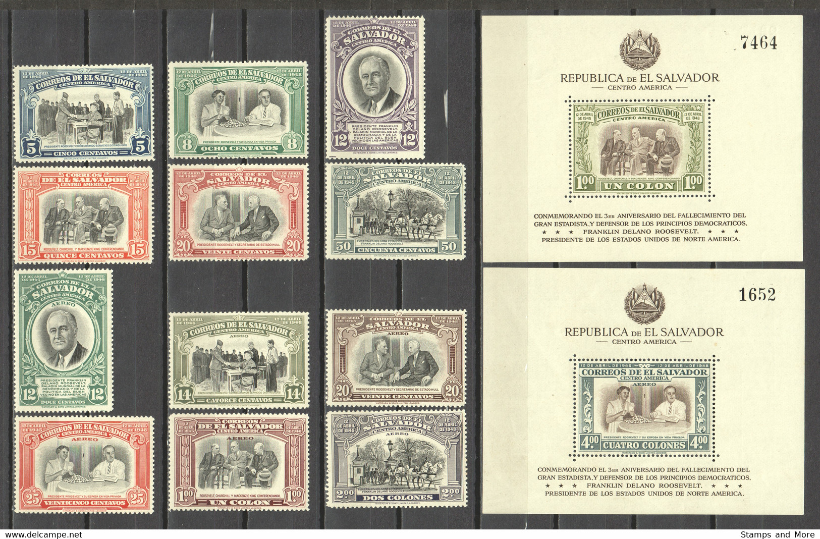 El Salvador 1948 Mi 638-649 + Blocks 4-5 MNH USA PRESIDENT FRANKLIN D ROOSEVELT - El Salvador