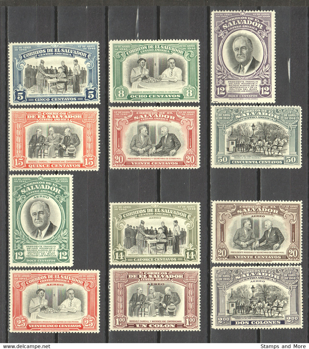 El Salvador 1948 Mi 638-649 + Blocks 4-5 MNH USA PRESIDENT FRANKLIN D ROOSEVELT - El Salvador