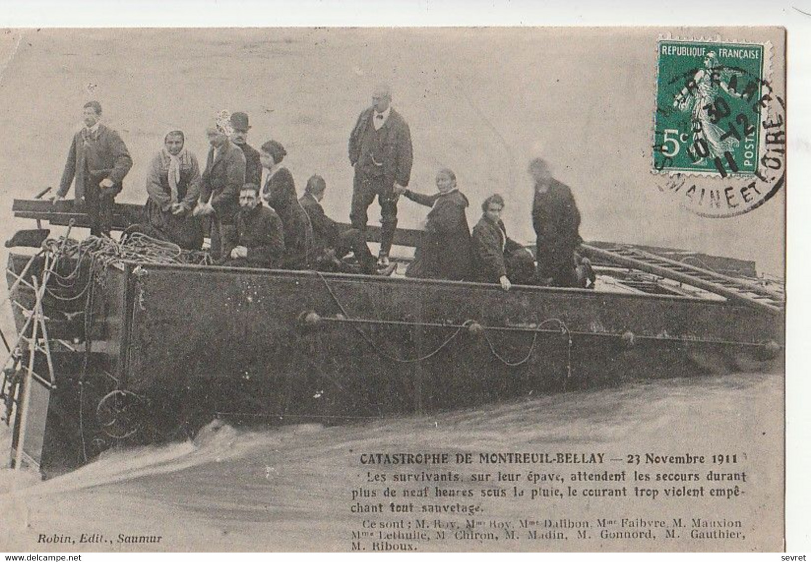 MONTREUIL -BELLAY. - CATASTROPHE DE CHEMIN DE FER 23 Novembre 1911.  Les Survivants Nommés. Carte RARE - Montreuil Bellay