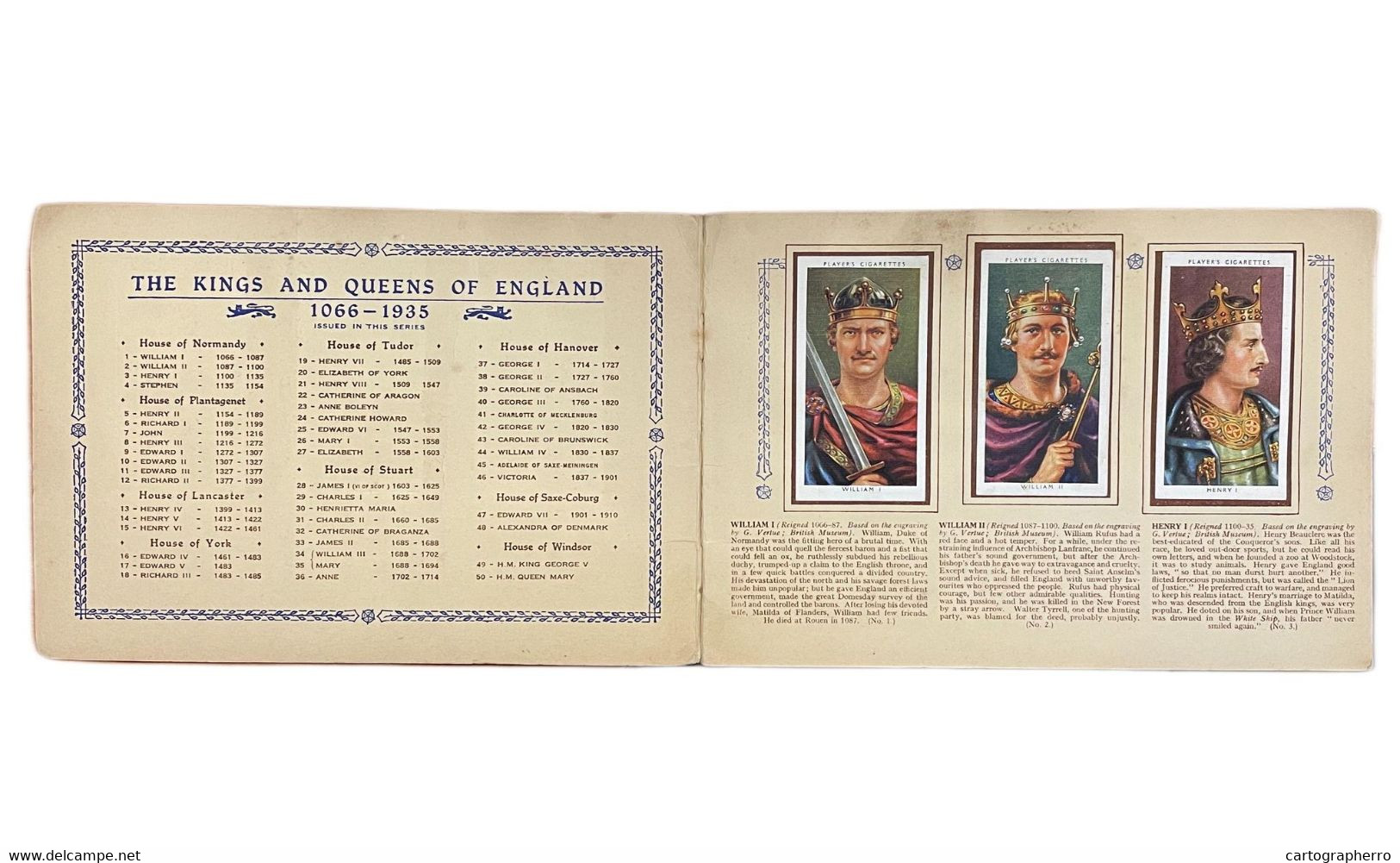 Players Cigarette Cards Kings and Queens of England complete album 1935