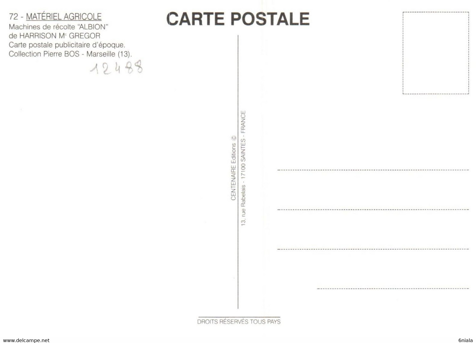 12488  ALBION  HARRISON Mc GREGOR  Machines De Récolte   Matériel Agricole N°72  éditions Centenaire . - Autres & Non Classés