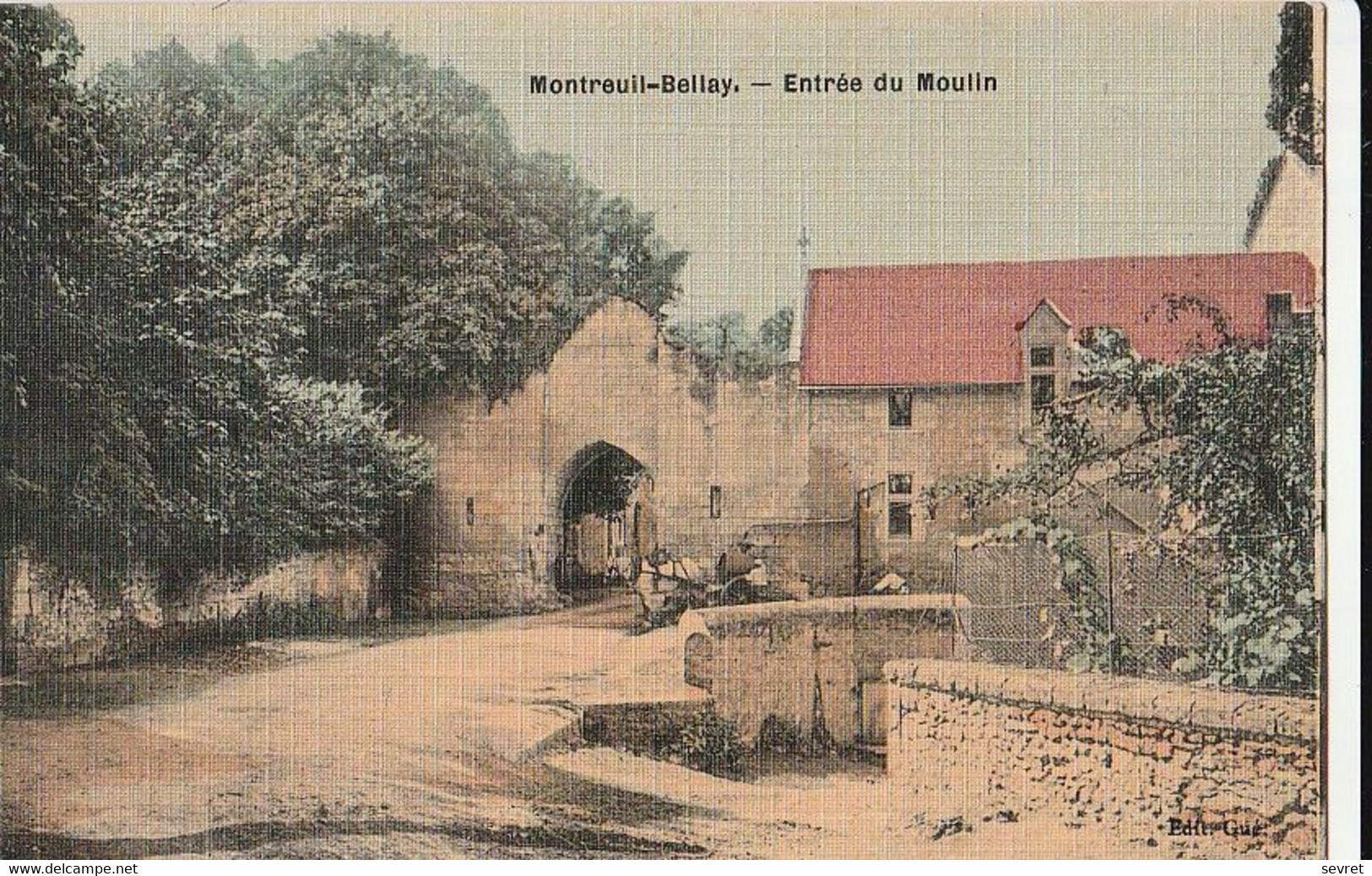 MONTREUIL -BELLAY. - Entrée Du Moulin. Carte Toilée RARE - Montreuil Bellay