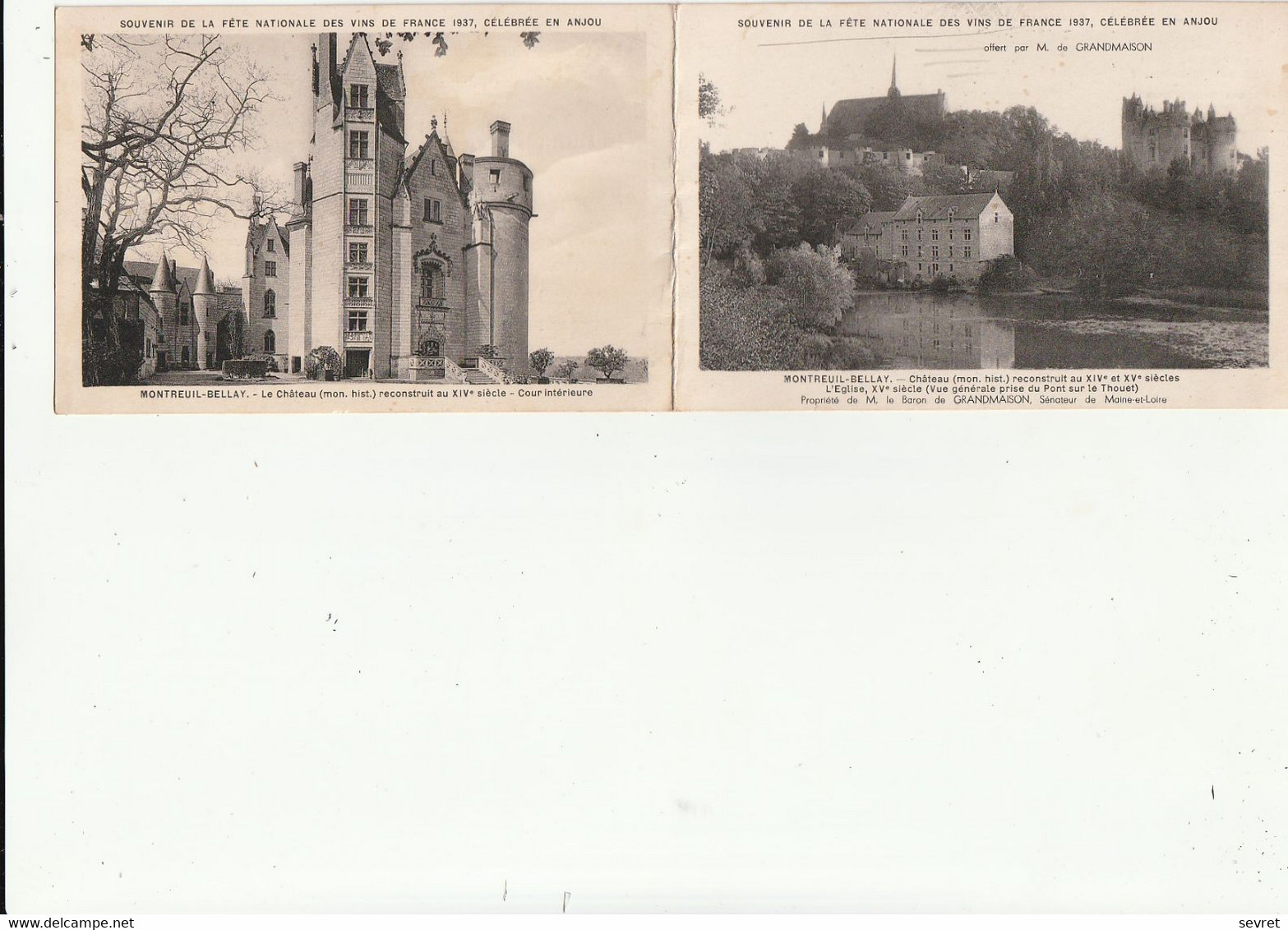 MONTREUIL -BELLAY. - Fête Nationale Des Vins De France 1937. Carte Double Publicitaire RARE - Montreuil Bellay