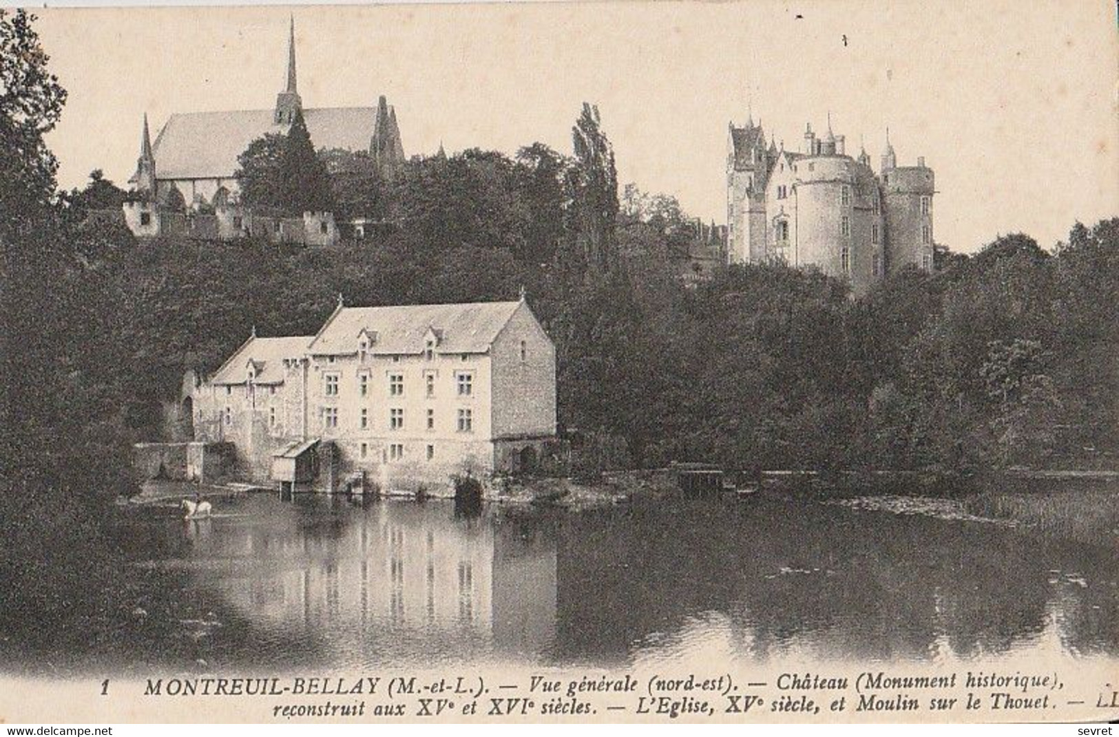 MONTREUIL BELLAY. - Vue Générale (nord-est) - Château - L'Eglise Et Moulin Sur Le Thouet - Montreuil Bellay