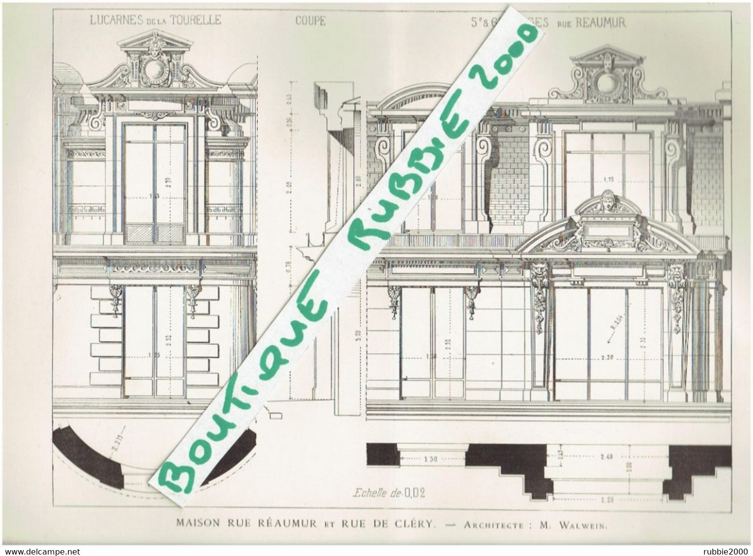 3 PLANS DESSINS 1898 PARIS 2° IMMEUBLE 101 RUE REAUMUR ET RUE DE CLERY ARCHITECTE ALBERT WALWEIN - Paris