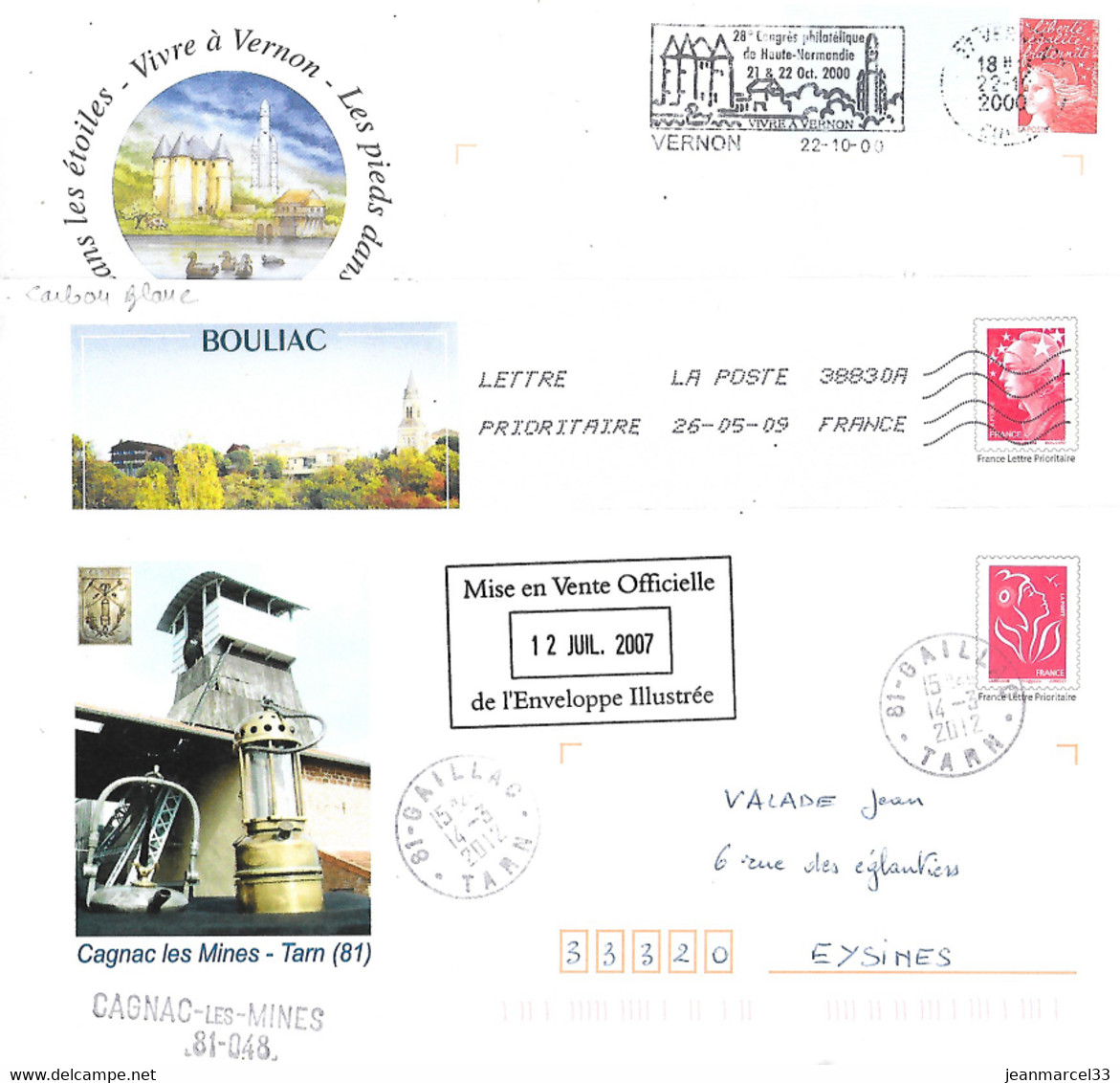 Pres à Poster Illustrés 3 Enveloppes De 81 Gaillac, 33 Bouillac Et 27 Vernon - Prêts-à-poster:Overprinting/Beaujard