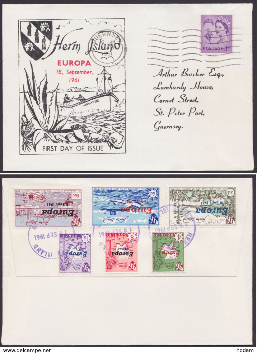 Herm-Island: "Europa 1961", Aufdrucksatz Auf Pass. Brief Mit ESst. - Ficción & Especimenes