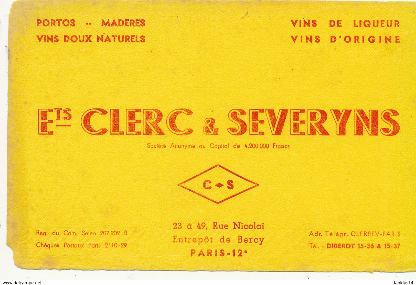 BU 2597 /   BUVARD     PORTOS MADERES ETS CLERC & SEVERYNS     ( 21,00 Cm X 13,50 Cm) - Liquor & Beer