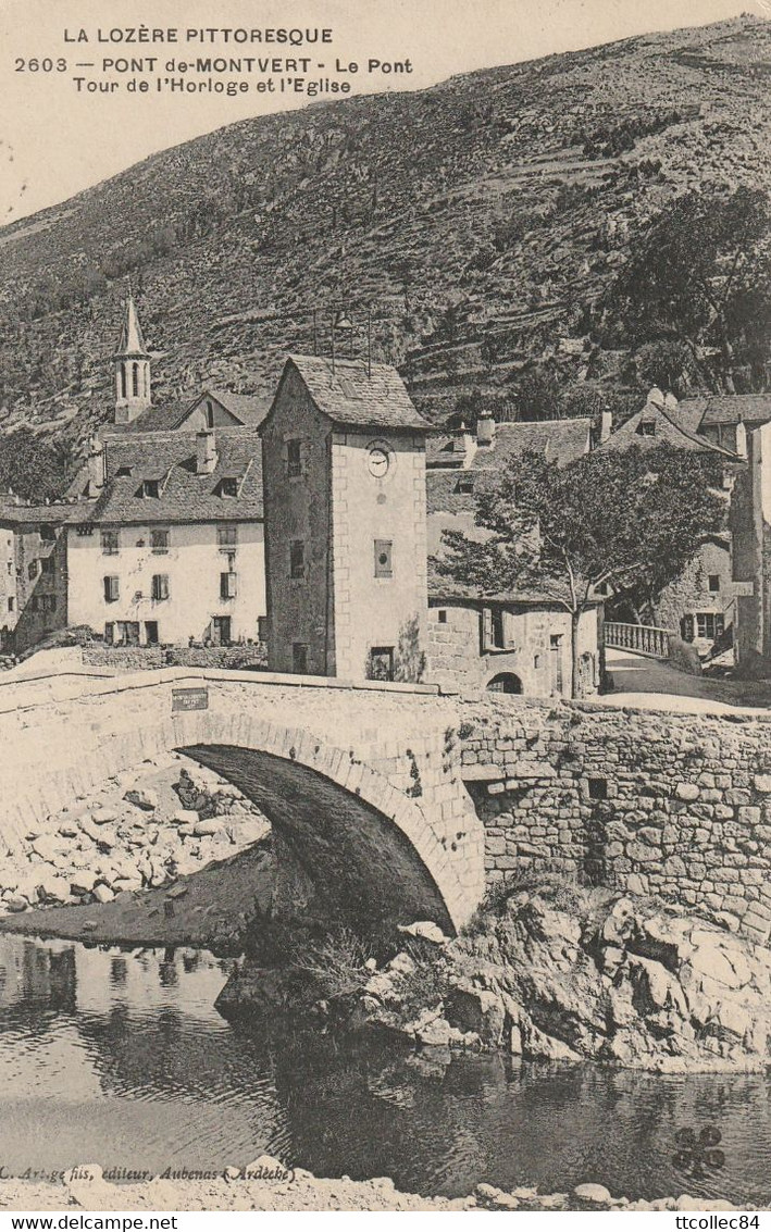 CPA-48-PONT DE MONTVERT-Le Pont-Tour De L'horloge Et L'église - Le Pont De Montvert