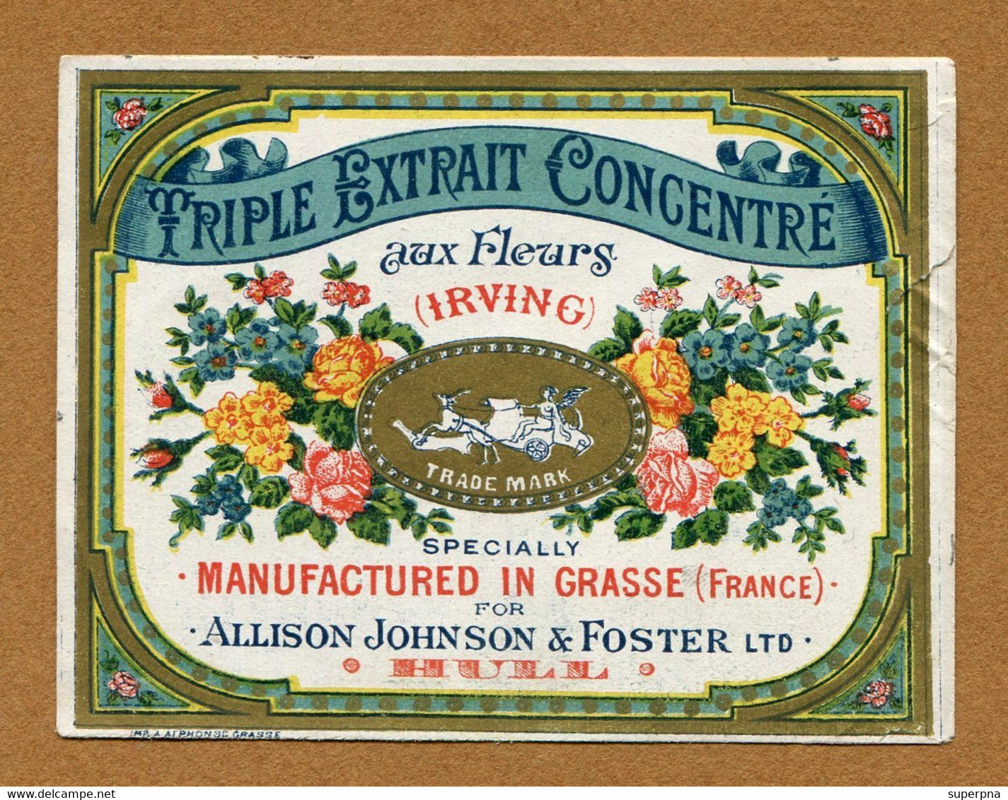 " TRIPLE EXTRAIT CONCENTRE IRVING " : ALISON JOHNSON & FOSTER  (Grasse) - Etichette