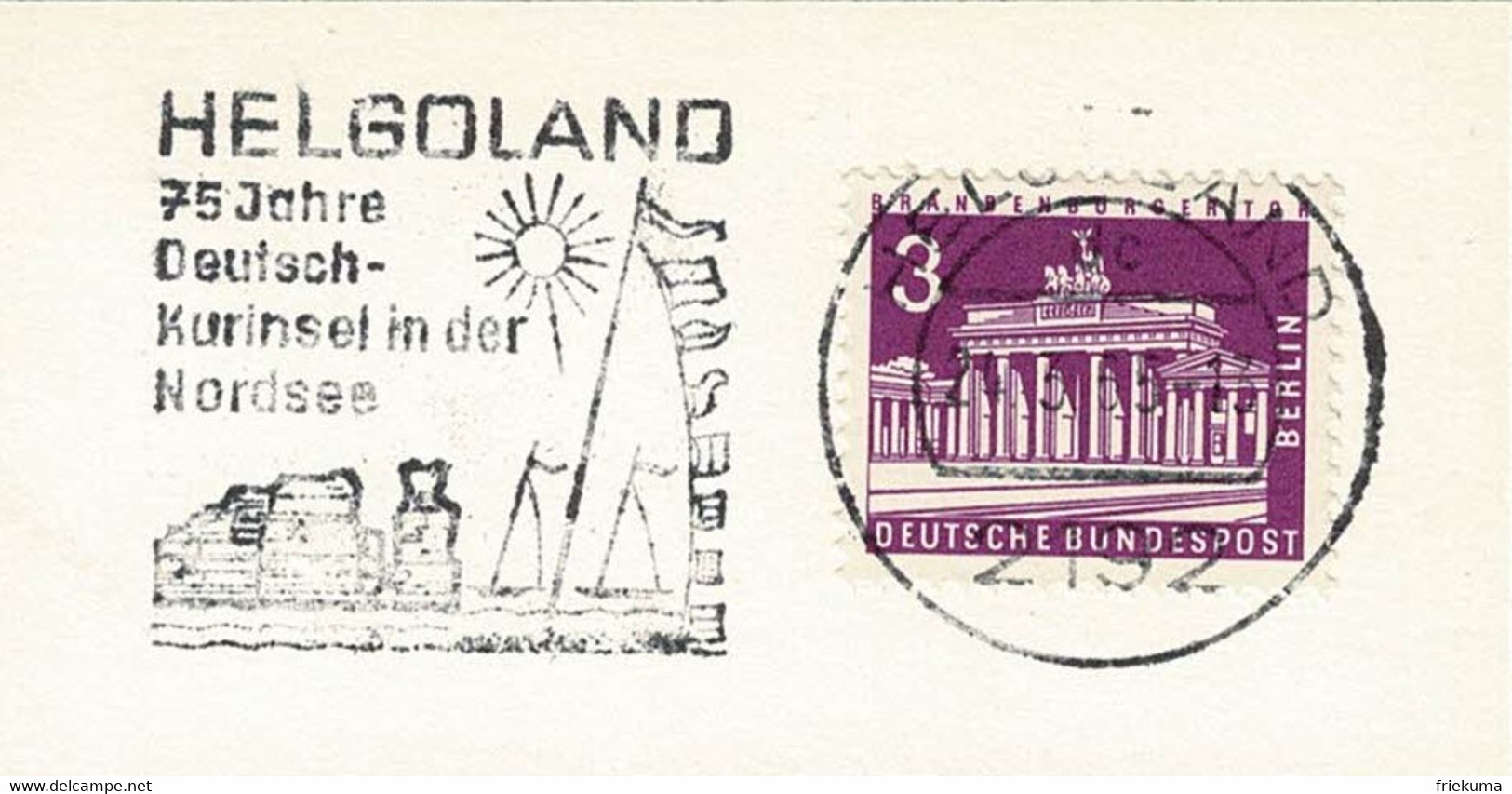 Deutsche Bundespost 1965, Flaggenstempel Helgoland, Kurinsel, Nordsee - Islas