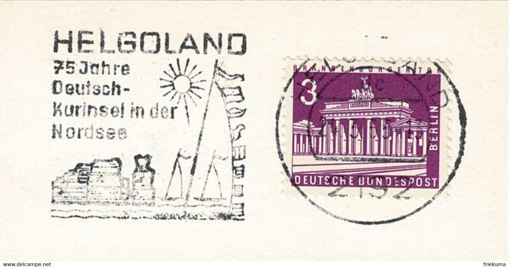 Deutsche Bundespost 1965, Flaggenstempel Helgoland, Kurinsel, Nordsee - Inseln