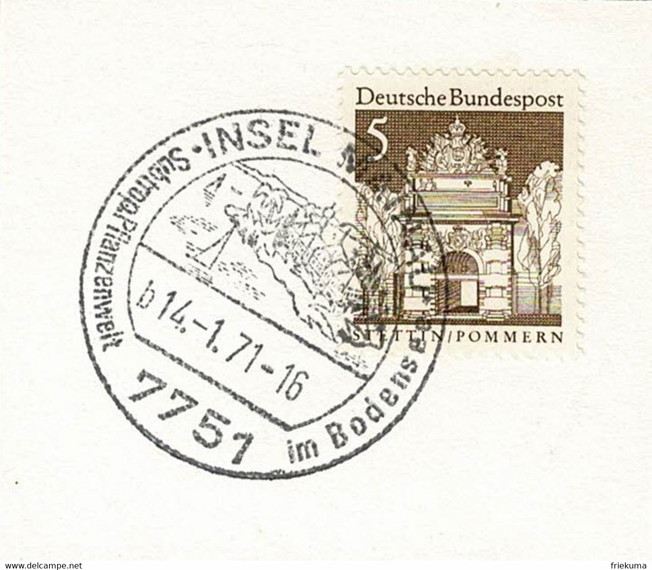 Deutsche Bundespost 1971, Ortswebestempel Insel Mainau, Bodensee, Subtropische Pflanzenwelt - Isole