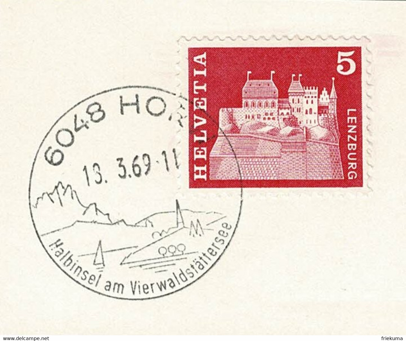Schweiz / Helvetia 1969, Ortswerbestempel Horw, Halbinsel Vierwaldstättersee - Islands