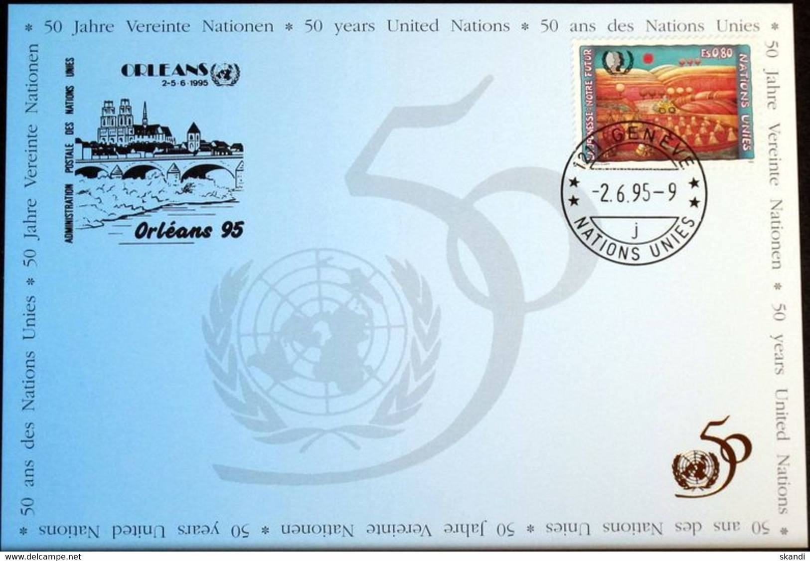 UNO GENF 1995 Mi-Nr. 262 Blaue Karte - Blue Card - Covers & Documents