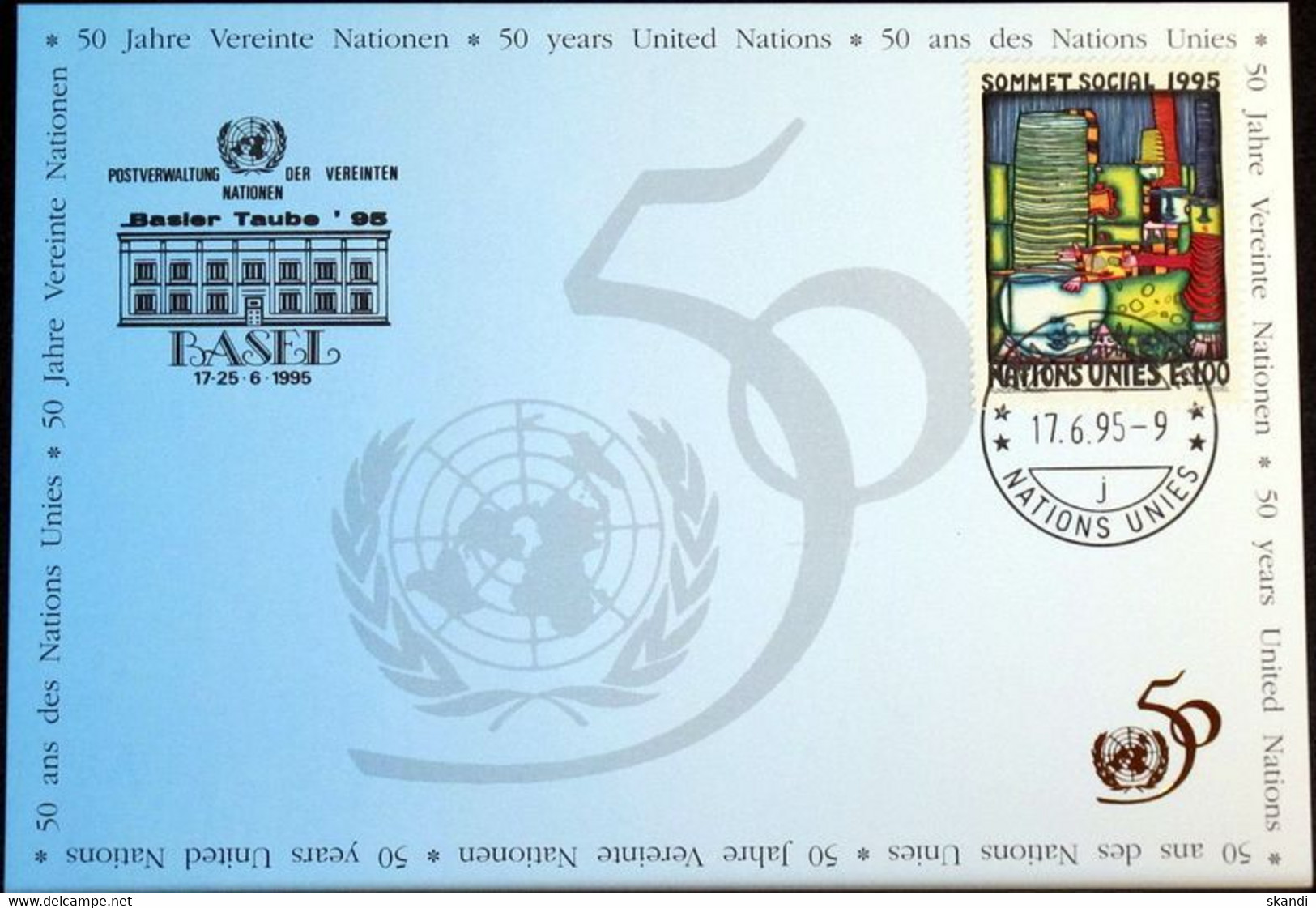 UNO GENF 1995 Mi-Nr. 263 Blaue Karte - Blue Card - Cartas & Documentos