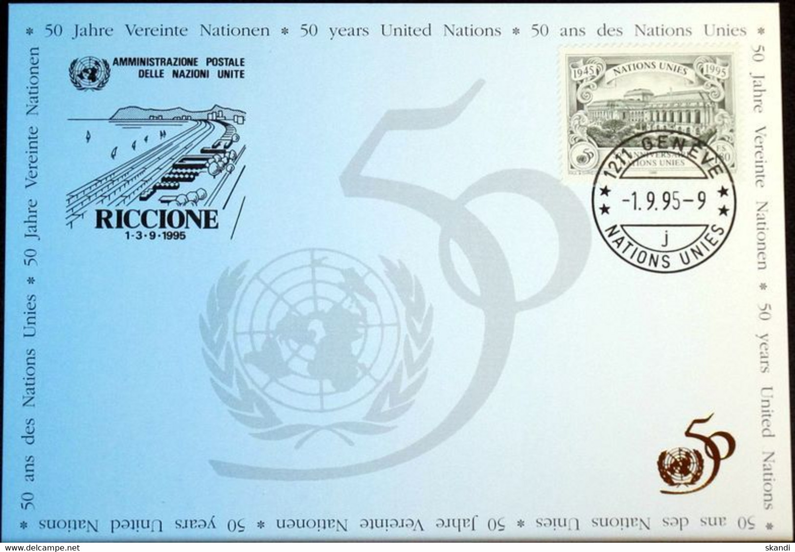 UNO GENF 1995 Mi-Nr. 264 Blaue Karte - Blue Card - Covers & Documents