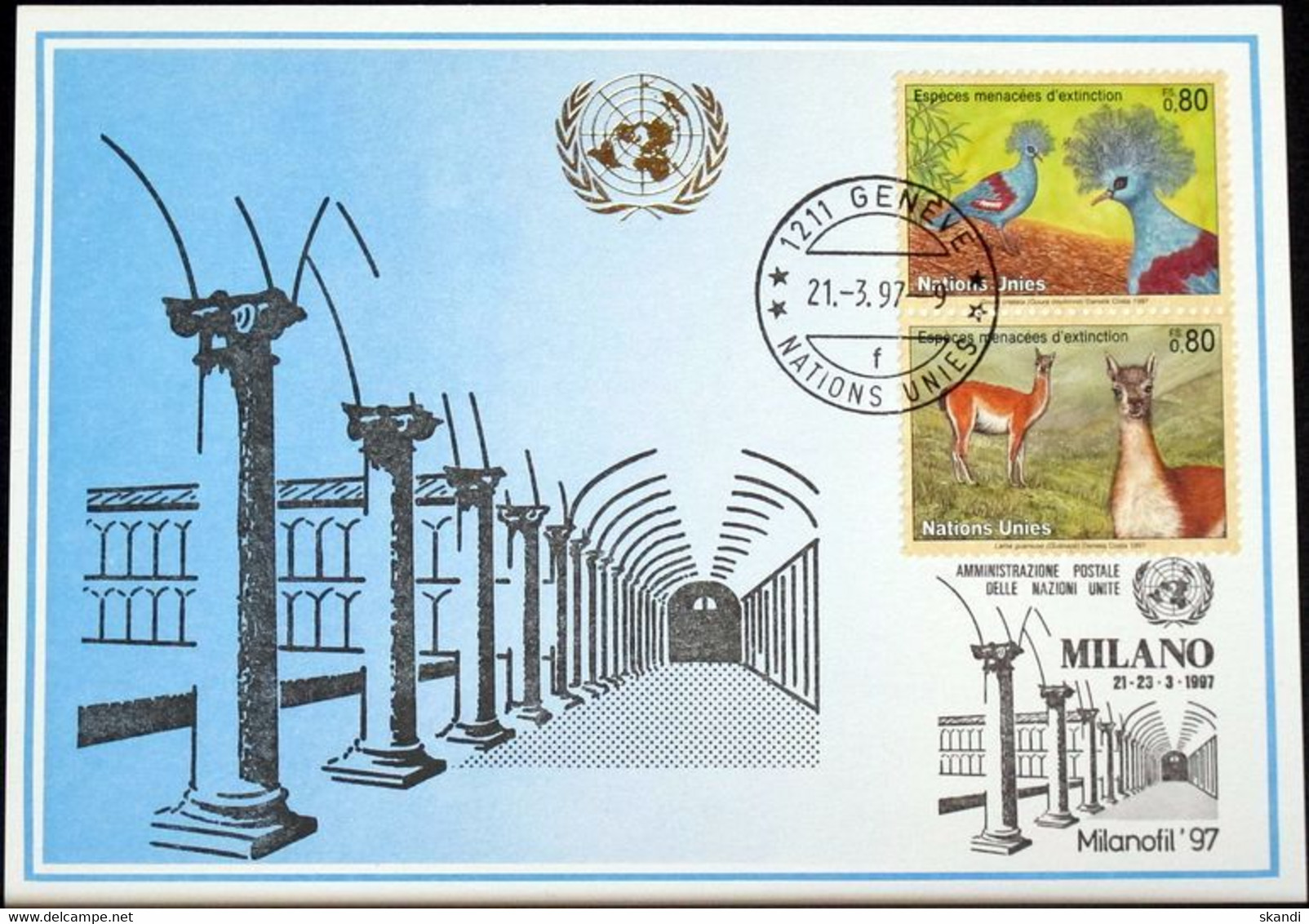 UNO GENF 1997 Mi-Nr. 277 Blaue Karte - Blue Card - Briefe U. Dokumente