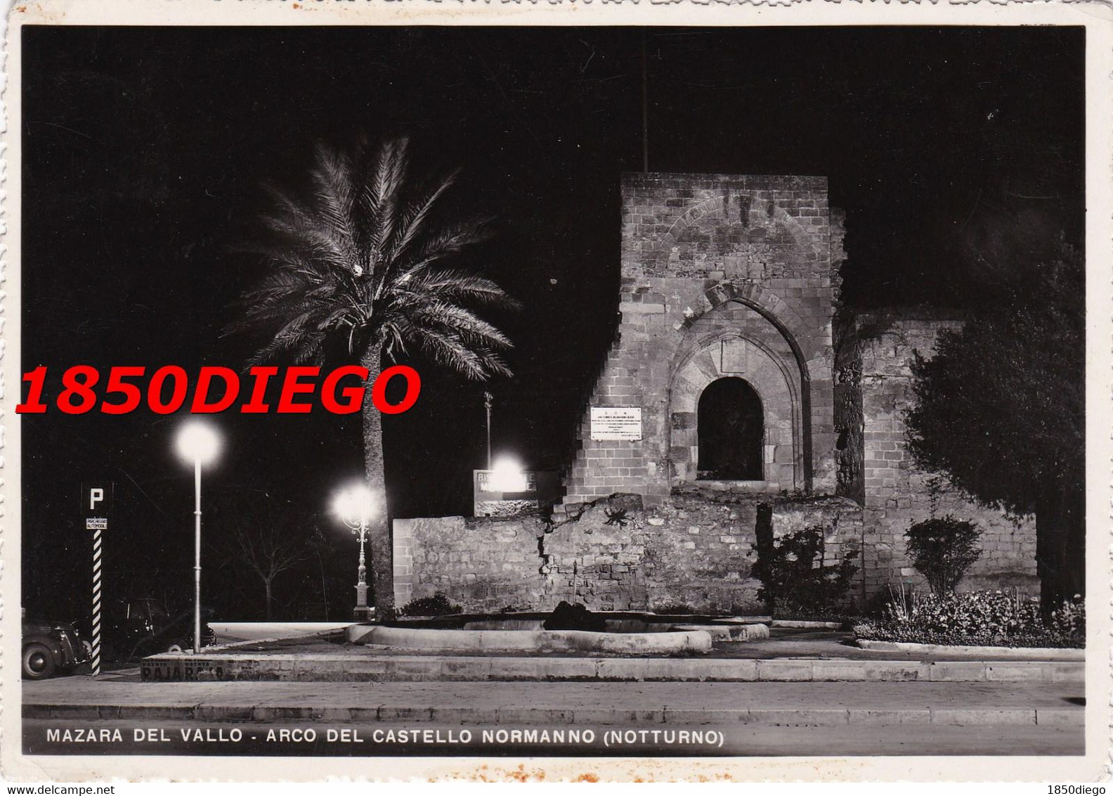 MAZZARA DEL VALLO - ARCO DEL CASTELLO NORMANNO F/GRANDE VIAGGIATA 1955 ANIMATA - Mazara Del Vallo