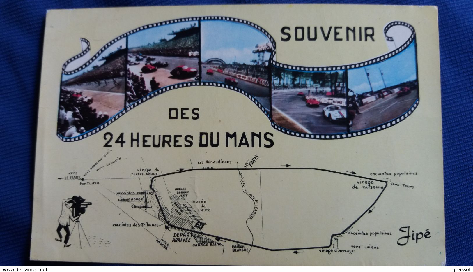 CPSM SOUVENIR DES 24 HEURES DU MANS CIRCUIT PLAN GEOGRAPHIQUE PELLICULE FILM PHOTO  JIPE - Le Mans