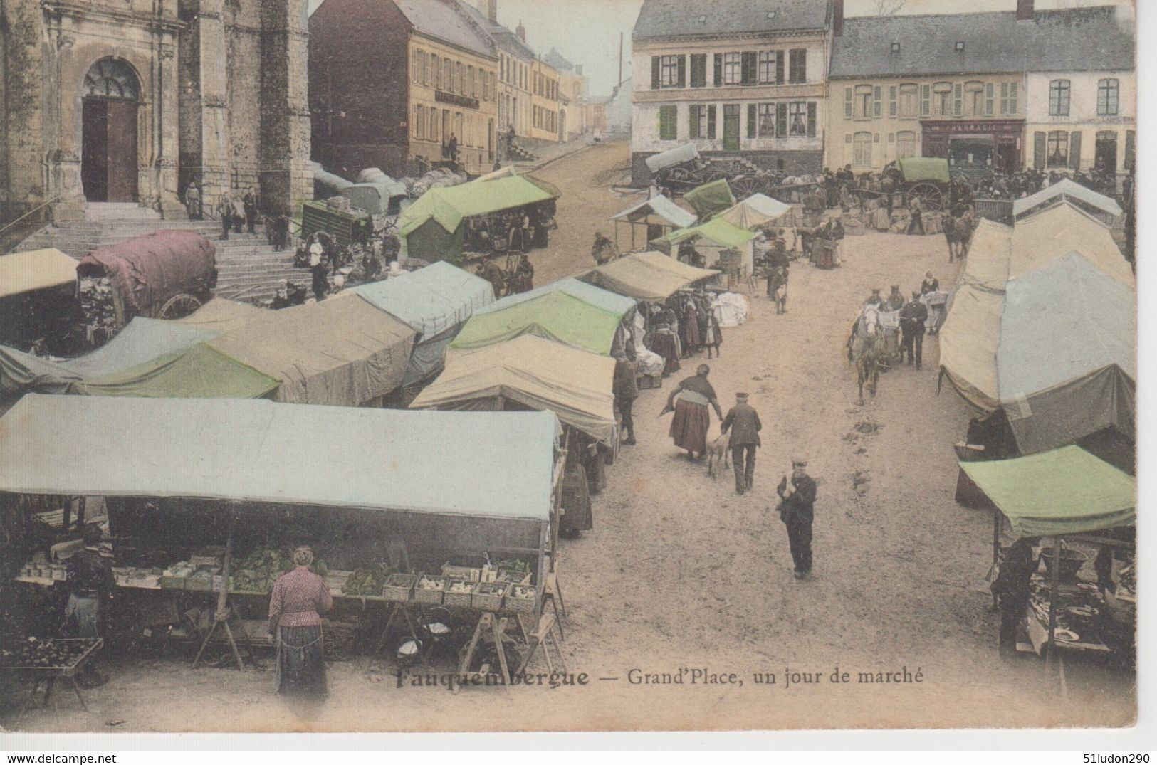 CPA Fauquembergue / Fauquembergues - Grand'Place, Un Jour De Marché (très Jolie Animation) - Fauquembergues