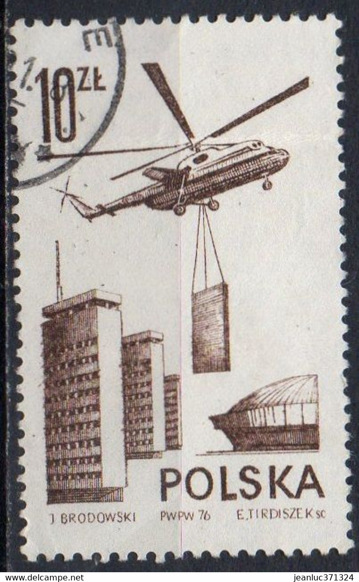 POLOGNE N° PA 56 O YT 1976 Aéronautique (Hélicoptère De Transport MI 6) - Used Stamps