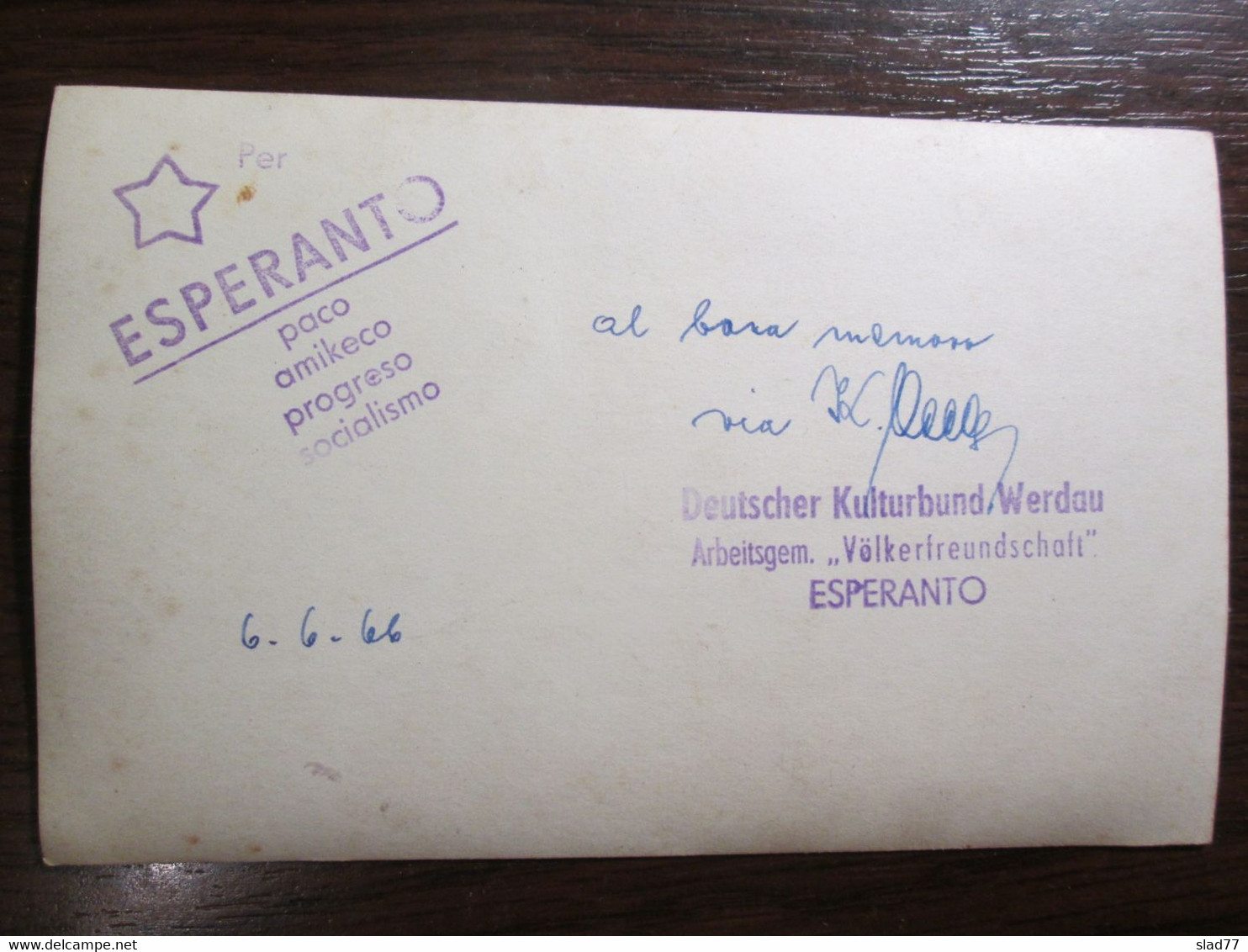 Esperanto German Cultural Association Werdau 1966. - Esperanto