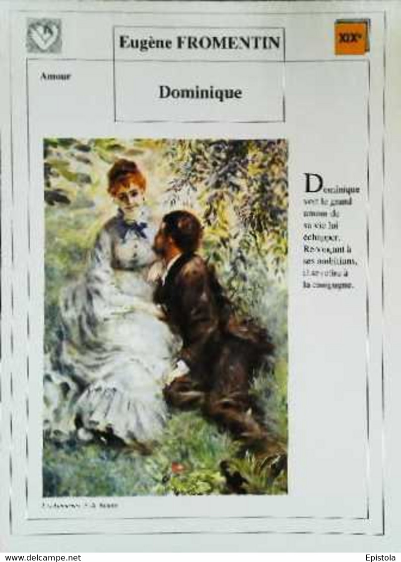 ►   Fiche   Litterature  Fromentin Dominique   Les Amoureux Renoir - Didactische Kaarten