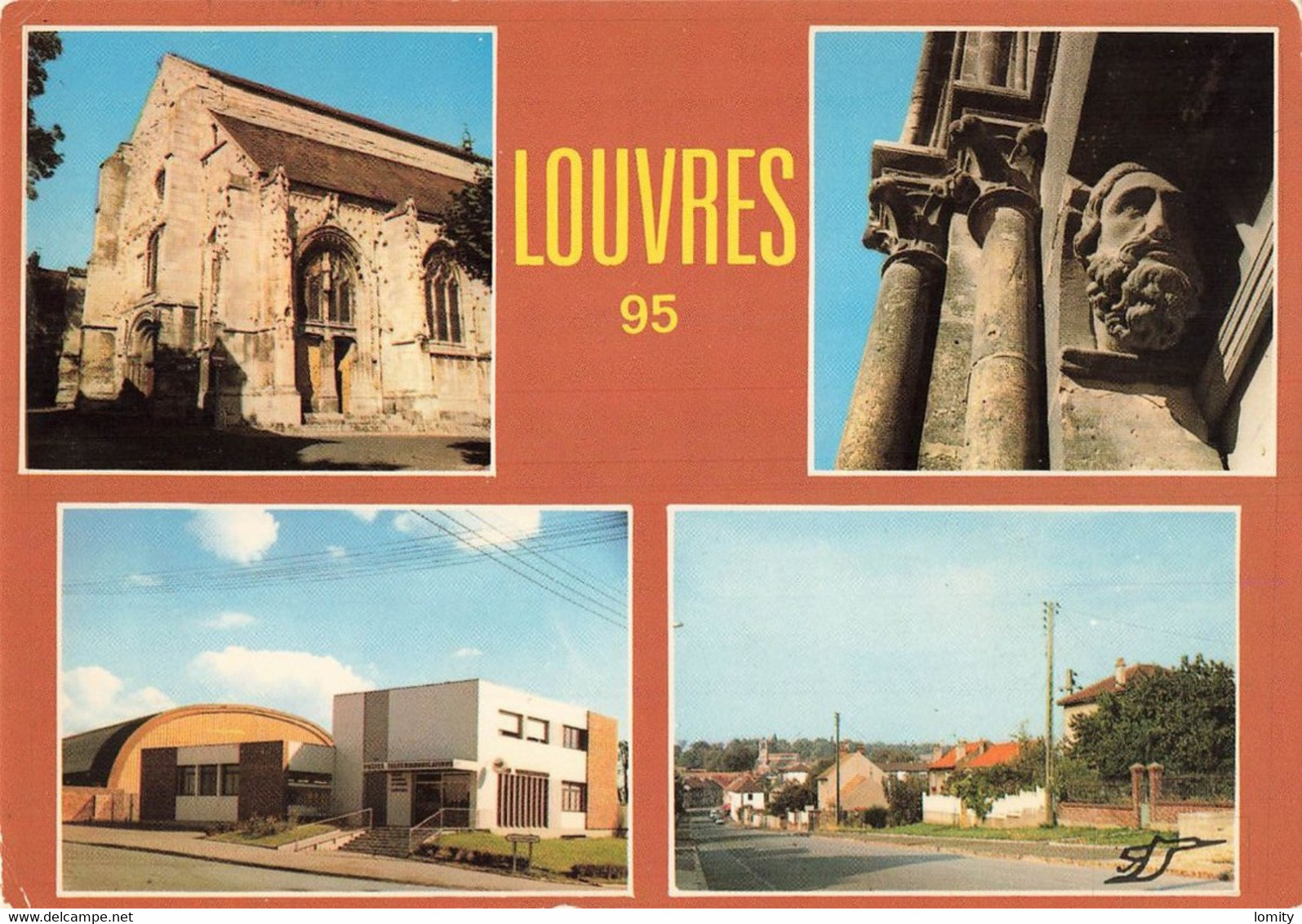 95 Louvres Vues Eglise Saint Justin Poste PTT Gymnase - Louvres