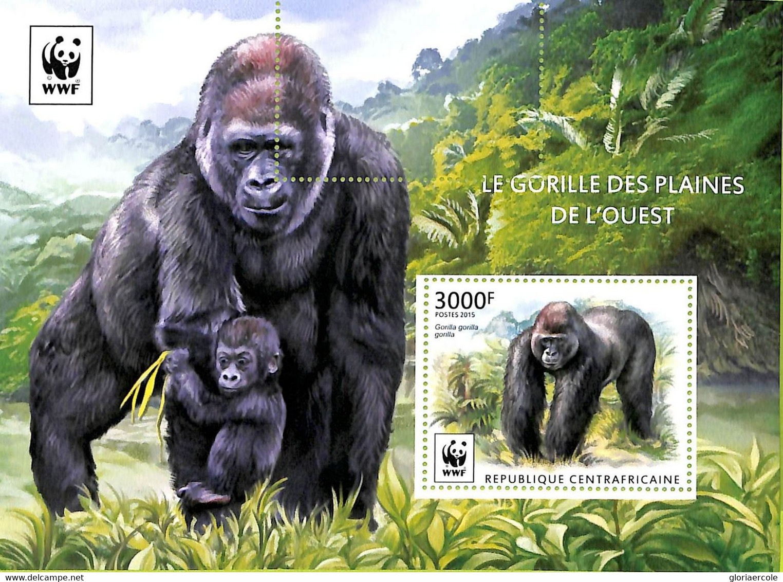 A7570 - CENTRAFRICAINE- ERROR MISPERF Stamp Sheet - 2015 GORILLAS,  W.W.F. - Gorilles