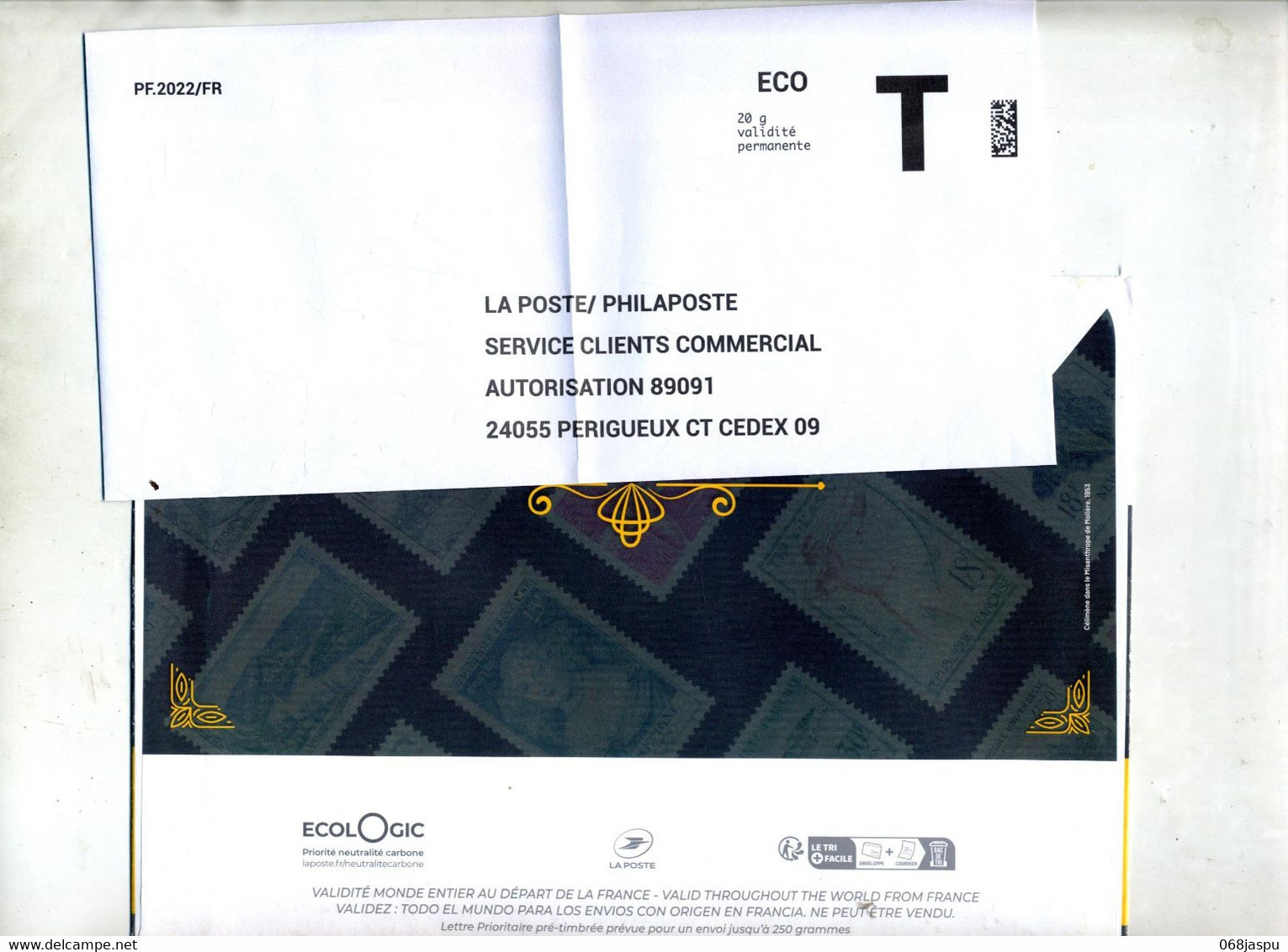 Pap Patrimoine La Poste + Enveloppe Reponse T - PAP: Aufdrucke/Beaujard
