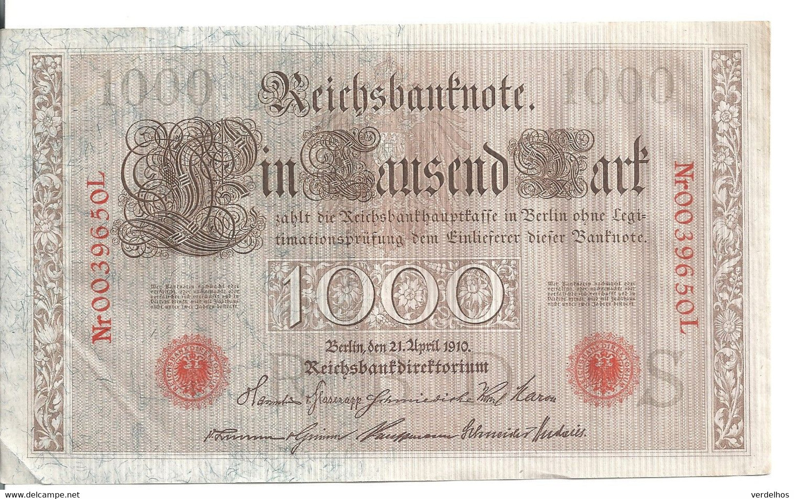 ALLEMAGNE 1000 MARK 1910 VF+ P 44 - 1000 Mark