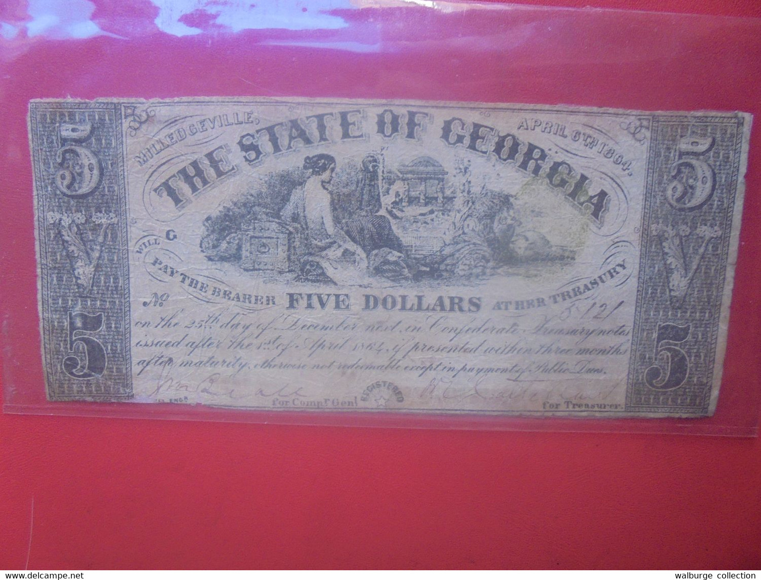 ETATS-UNIS-GEORGIA 5$ 1864 Circuler-Réparer (L.8) - Georgia